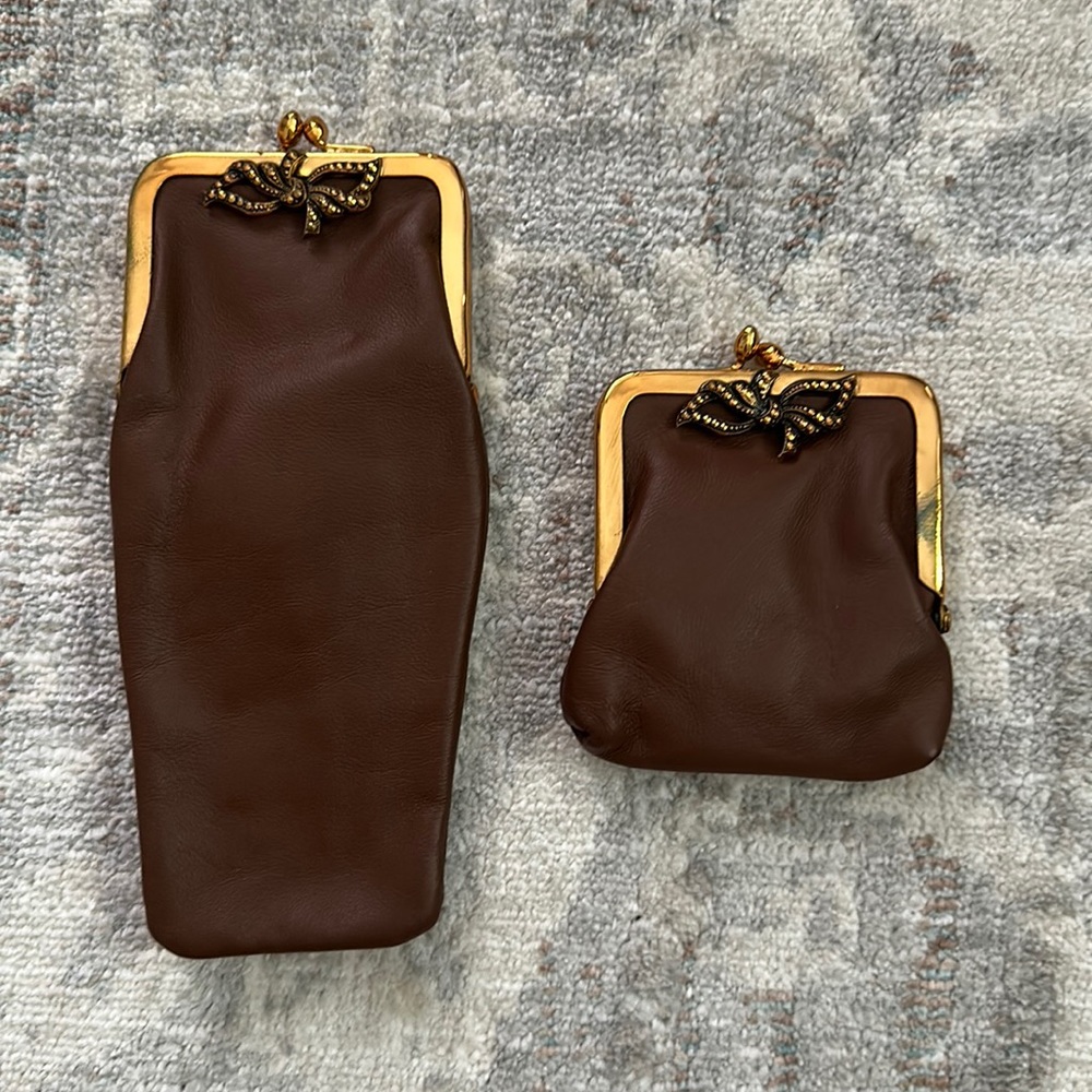 Vintage leather cigarette case and coin purse